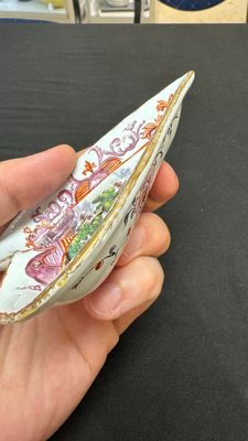 A rare polychrome Dutch Delft petit feu six-piece sweetmeat set — photo 47
