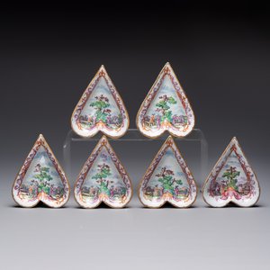 A rare polychrome Dutch Delft petit feu six-piece sweetmeat set — photo 5