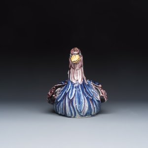 A rare polychrome German faience 'Hen and Chick' tureen and cover — photo 5