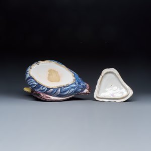 A rare polychrome German faience 'Hen and Chick' tureen and cover — photo 8
