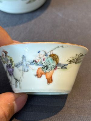A rare set of eight Chinese famille rose 'Sanxing' nesting bowls, Tongzhi mark and of the period — 照片 18