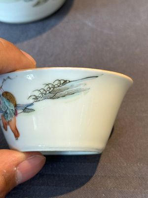 A rare set of eight Chinese famille rose 'Sanxing' nesting bowls, Tongzhi mark and of the period — 照片 19