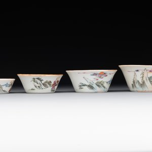 A rare set of eight Chinese famille rose 'Sanxing' nesting bowls, Tongzhi mark and of the period — 照片 13
