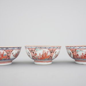 A rare set of six Chinese 'Amsterdam bont' bowls, 18th C. — foto 12