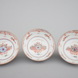A rare set of six Chinese 'Amsterdam bont' bowls, 18th C. — foto 13