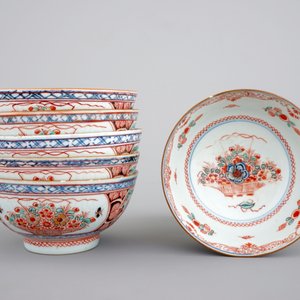 A rare set of six Chinese 'Amsterdam bont' bowls, 18th C. — foto 2
