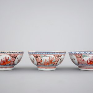 A rare set of six Chinese 'Amsterdam bont' bowls, 18th C. — foto 3
