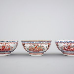 A rare set of six Chinese 'Amsterdam bont' bowls, 18th C. — foto 4