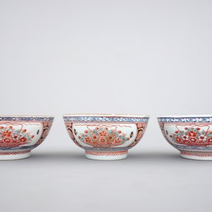 A rare set of six Chinese 'Amsterdam bont' bowls, 18th C. — foto 6
