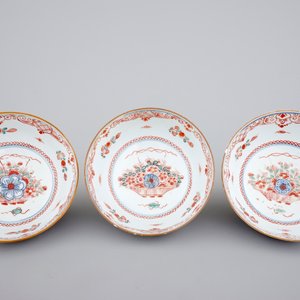 A rare set of six Chinese 'Amsterdam bont' bowls, 18th C. — foto 7