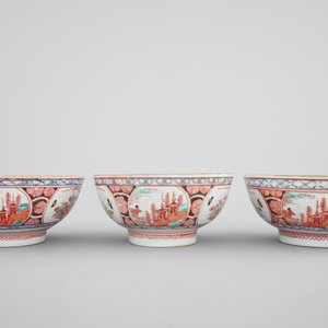 A rare set of six Chinese 'Amsterdam bont' bowls, 18th C. — foto 10