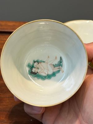 A rare set of ten Chinese famille rose 'erotic' nesting bowls, Daoguang mark and of the period — 照片 28