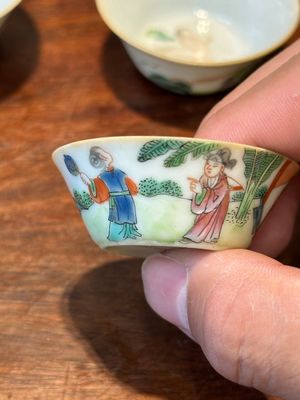 A rare set of ten Chinese famille rose 'erotic' nesting bowls, Daoguang mark and of the period — 照片 8