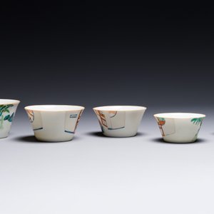 A rare set of ten Chinese famille rose 'erotic' nesting bowls, Daoguang mark and of the period — 照片 11