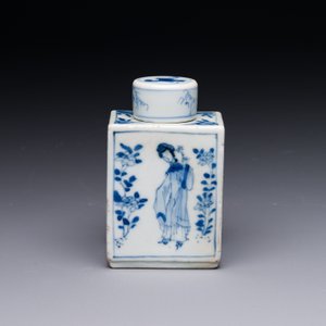 A rectangular Chinese blue and white 'Long Eliza' tea caddy and cover, Kangxi — photo 3