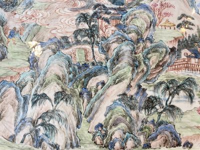 A rectangular Chinese Canton enamel 'mountain landscape' tray, Yongzheng — 照片 4
