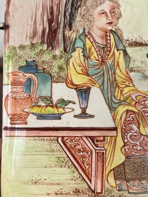 A rectangular Chinese Canton enamel plaque with a European couple, Yongzheng — photo 8