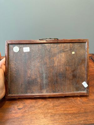 A rectangular Chinese famille verte plaque in a wooden faux bamboo frame, Kangxi — 照片 6