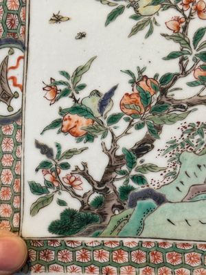 A rectangular Chinese famille verte tile with two-sided design, Kangxi — 照片 15