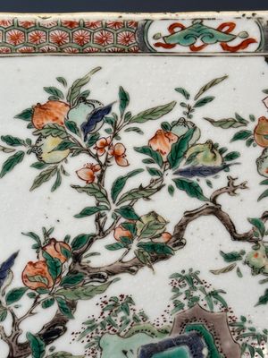 A rectangular Chinese famille verte tile with two-sided design, Kangxi — 照片 16