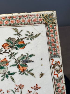 A rectangular Chinese famille verte tile with two-sided design, Kangxi — 照片 19