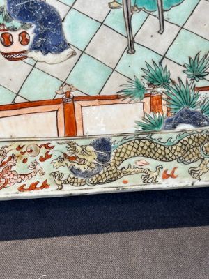 A rectangular Chinese famille verte tile with two-sided design, Kangxi — 照片 8