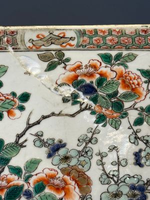 A rectangular Chinese famille verte tile with two-sided design, Kangxi — 照片 13
