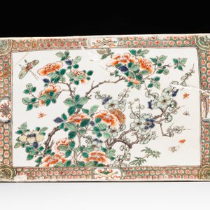 A rectangular Chinese famille verte tile with two-sided design, Kangxi — 照片 3