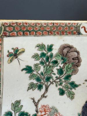 A rectangular Chinese famille verte tile with two-sided design, Kangxi — 照片 14