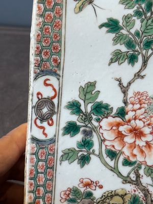 A rectangular Chinese famille verte tile with two-sided design, Kangxi — 照片 15