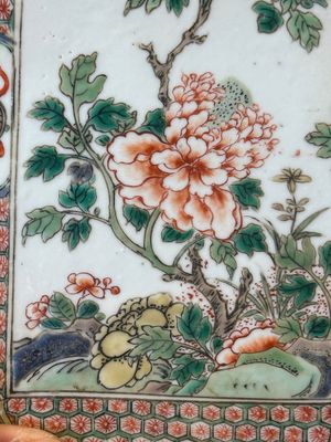 A rectangular Chinese famille verte tile with two-sided design, Kangxi — 照片 16