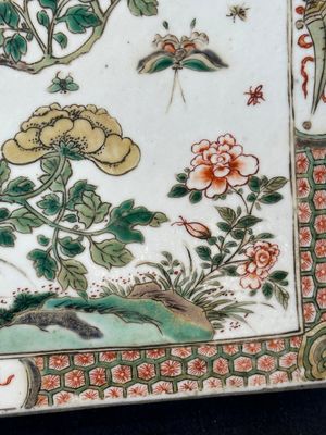 A rectangular Chinese famille verte tile with two-sided design, Kangxi — 照片 18