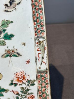 A rectangular Chinese famille verte tile with two-sided design, Kangxi — 照片 19