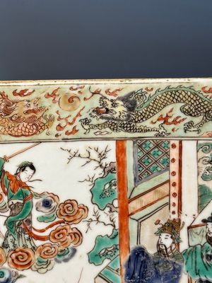 A rectangular Chinese famille verte tile with two-sided design, Kangxi — 照片 4