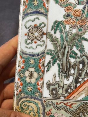 A rectangular Chinese famille verte tile with two-sided design, Kangxi — 照片 7