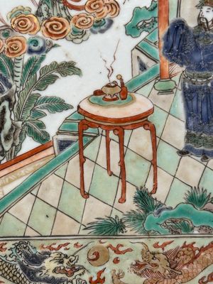 A rectangular Chinese famille verte tile with two-sided design, Kangxi — 照片 9