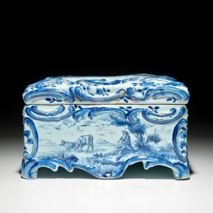 A rectangular Dutch Delft blue and white box and cover, 19th C. — 照片 6