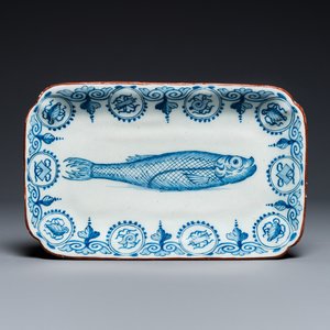 A rectangular Dutch Delft blue and white herring dish, 18th C. — photo 1