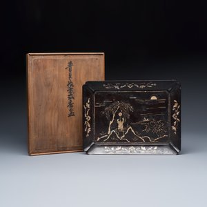 A mother-of-pearl-inlaid lacquered rectangular tray, Ryukyu Islands, 17t/18h C. — foto 1