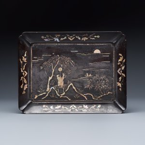 A mother-of-pearl-inlaid lacquered rectangular tray, Ryukyu Islands, 17t/18h C. — foto 2