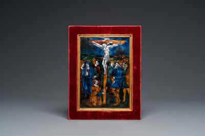 A rectangular Limoges enamel 'Crucifixion' plaque, France, 16th C.