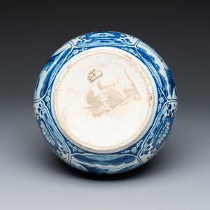 A refined blue and white Dutch Delft double gourd chinoiserie vase with long Eliza — photo 8