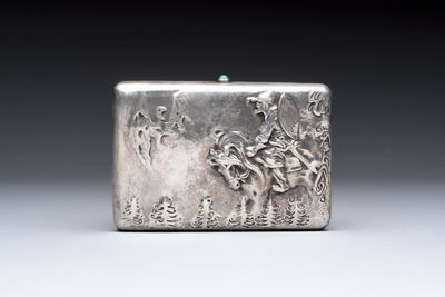A relief-decorated silver 'Saint George and the Dragon' cigarette case, Russia, 20th C.