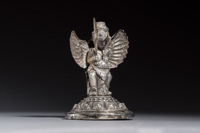 A repoussé silver figure of Garuda, Southeast Asia, 19/20th C.