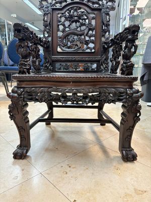 A richly carved Chinese hongmu 'dragon' armchair, Canton, 19th C. — 照片 13