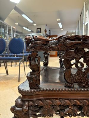 A richly carved Chinese hongmu 'dragon' armchair, Canton, 19th C. — 照片 16