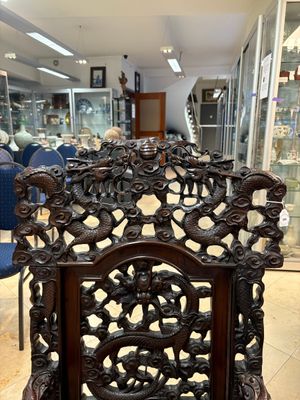 A richly carved Chinese hongmu 'dragon' armchair, Canton, 19th C. — 照片 9