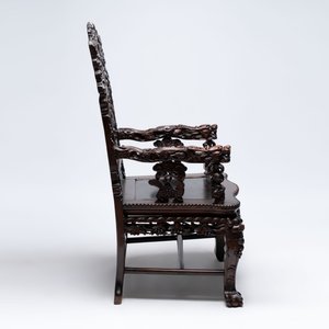 A richly carved Chinese hongmu 'dragon' armchair, Canton, 19th C. — 照片 5