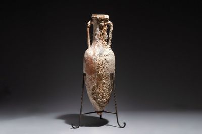 A Roman pottery fish oil or wine transport amphora with marine encrustation, South of Spain, 1st C. B.C./1st C.