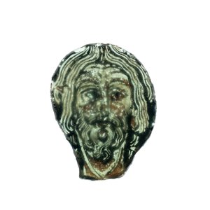A Romanesque painted glass fragment depicting the head of Christ, France, 11/12th C. — 照片 2